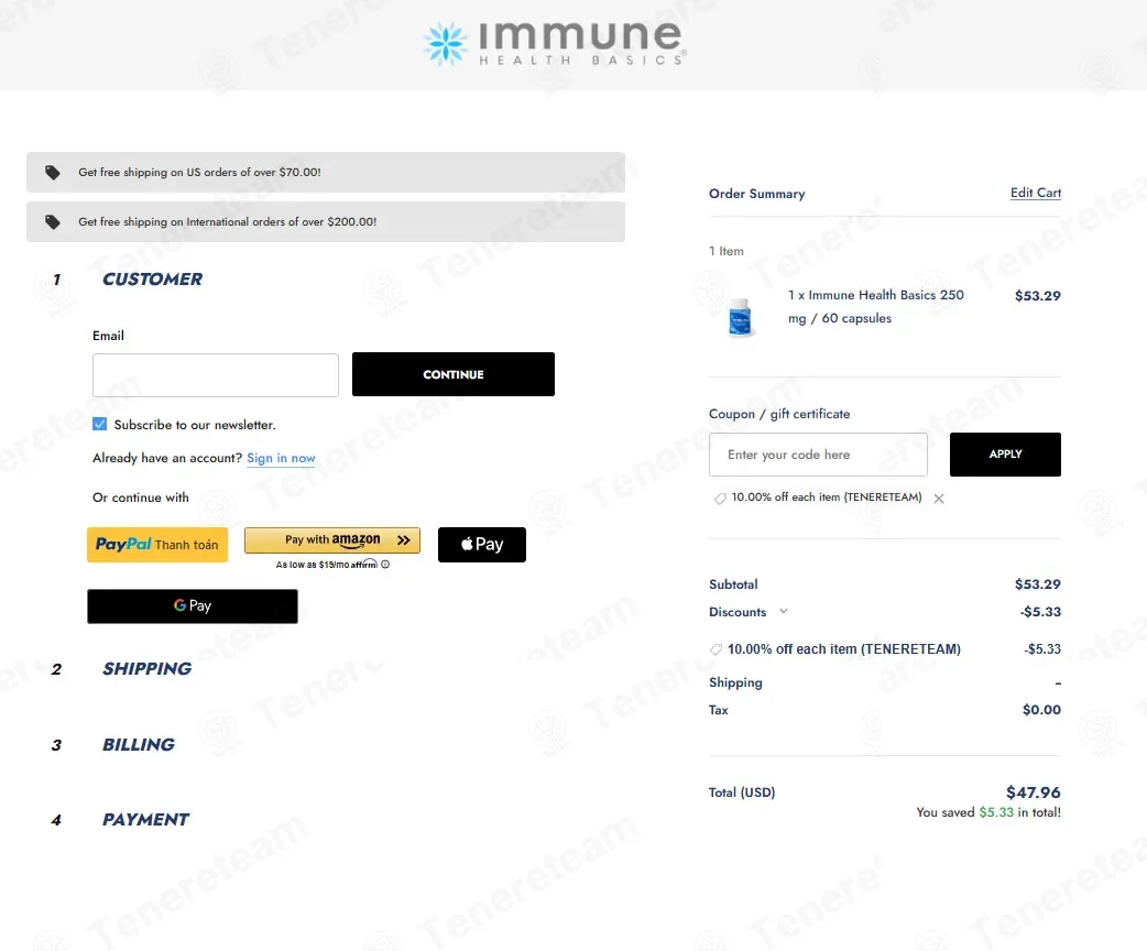 Immune Health Basics coupon code: 10% off with TENERETEAM. Tested and valid as 2 weeks ago.