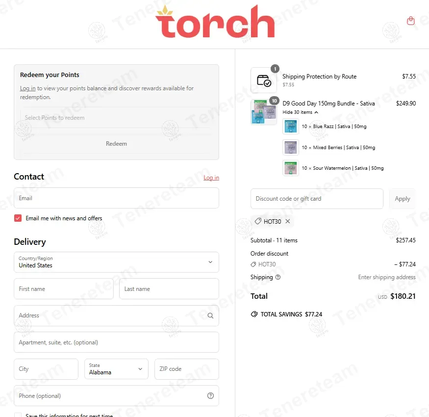 Torch Hemp coupon code: 30% off with HOT30. Tested and valid as 1 year ago.