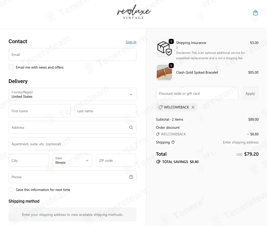 Reluxe Vintage apply coupon code