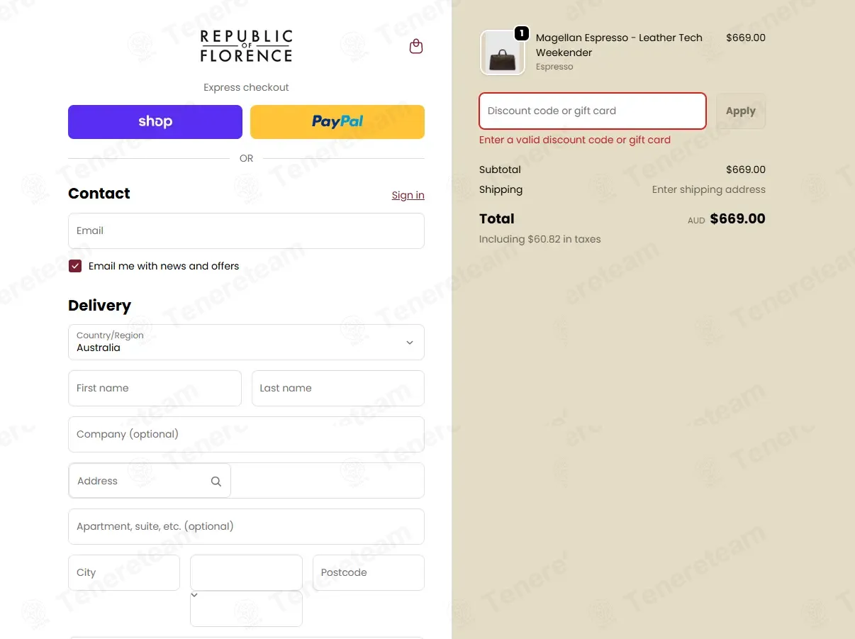 Republic of Florence coupon code: $10 off with WELCOME2FLQ9G97. Tested and valid as 5 months ago.