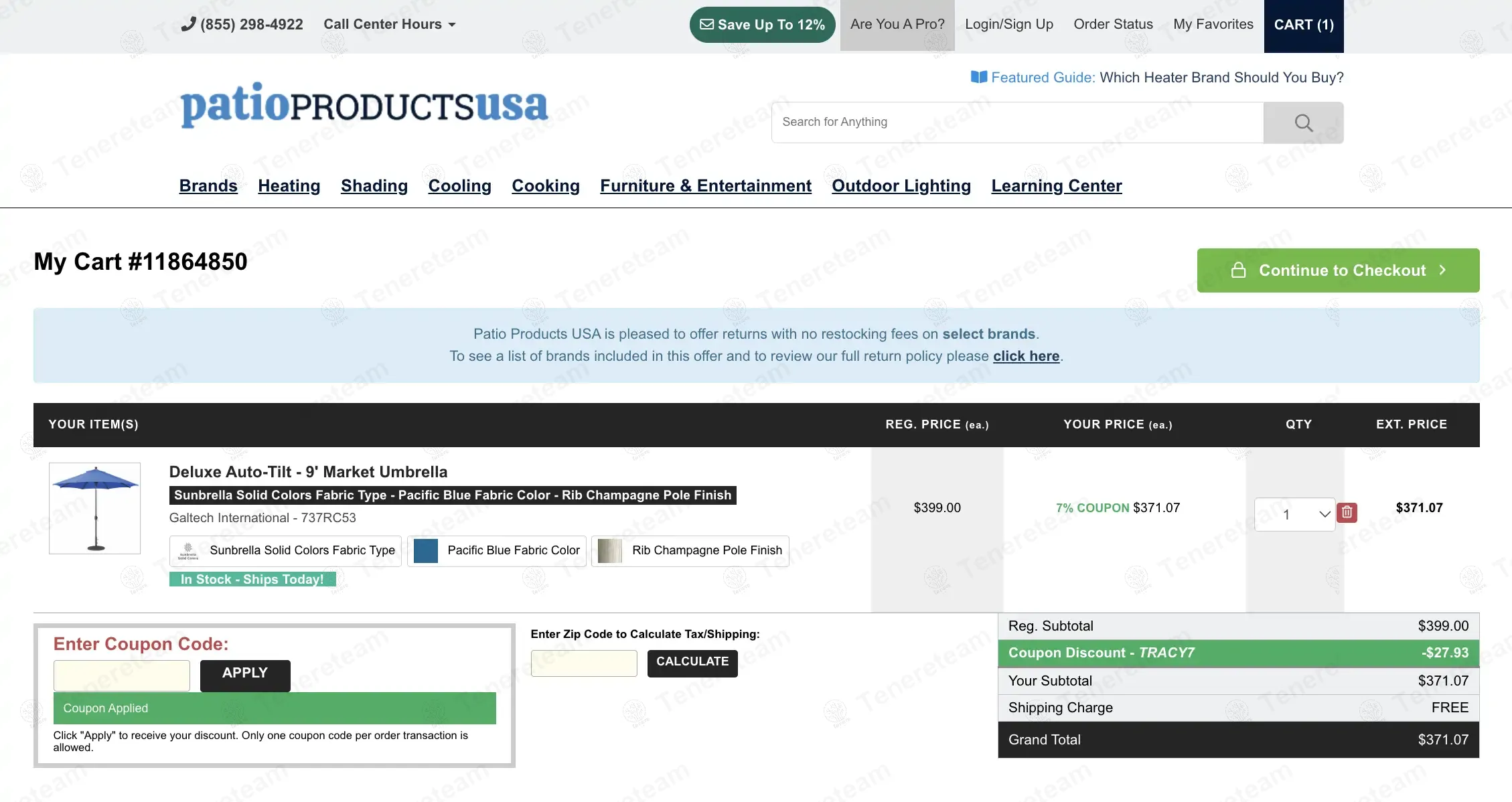 Patio Furnture USA coupon code: 7% off with TRACY7. Tested and valid as 1 year ago.