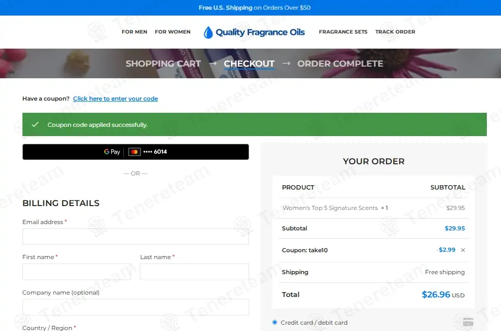 Quality Fragrance Oils coupon code: 10% off with TAKE10. Tested and valid as 1 year ago.