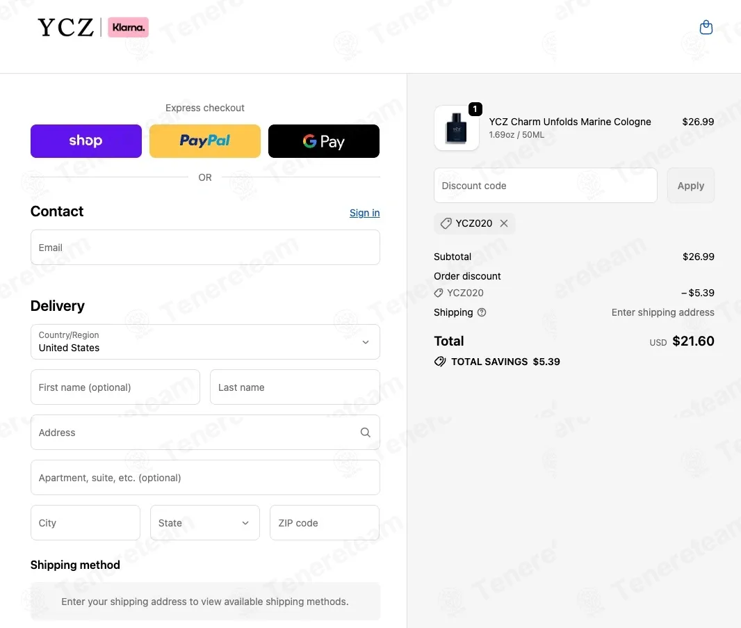 YCZ Fragrance apply coupon code