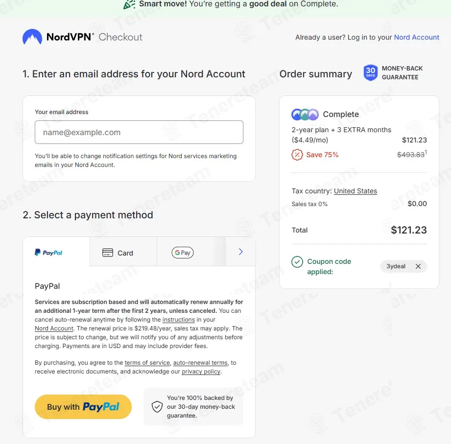 NordVPN coupon code: 73% off with 3YDEAL. Tested and valid as 2 weeks ago.