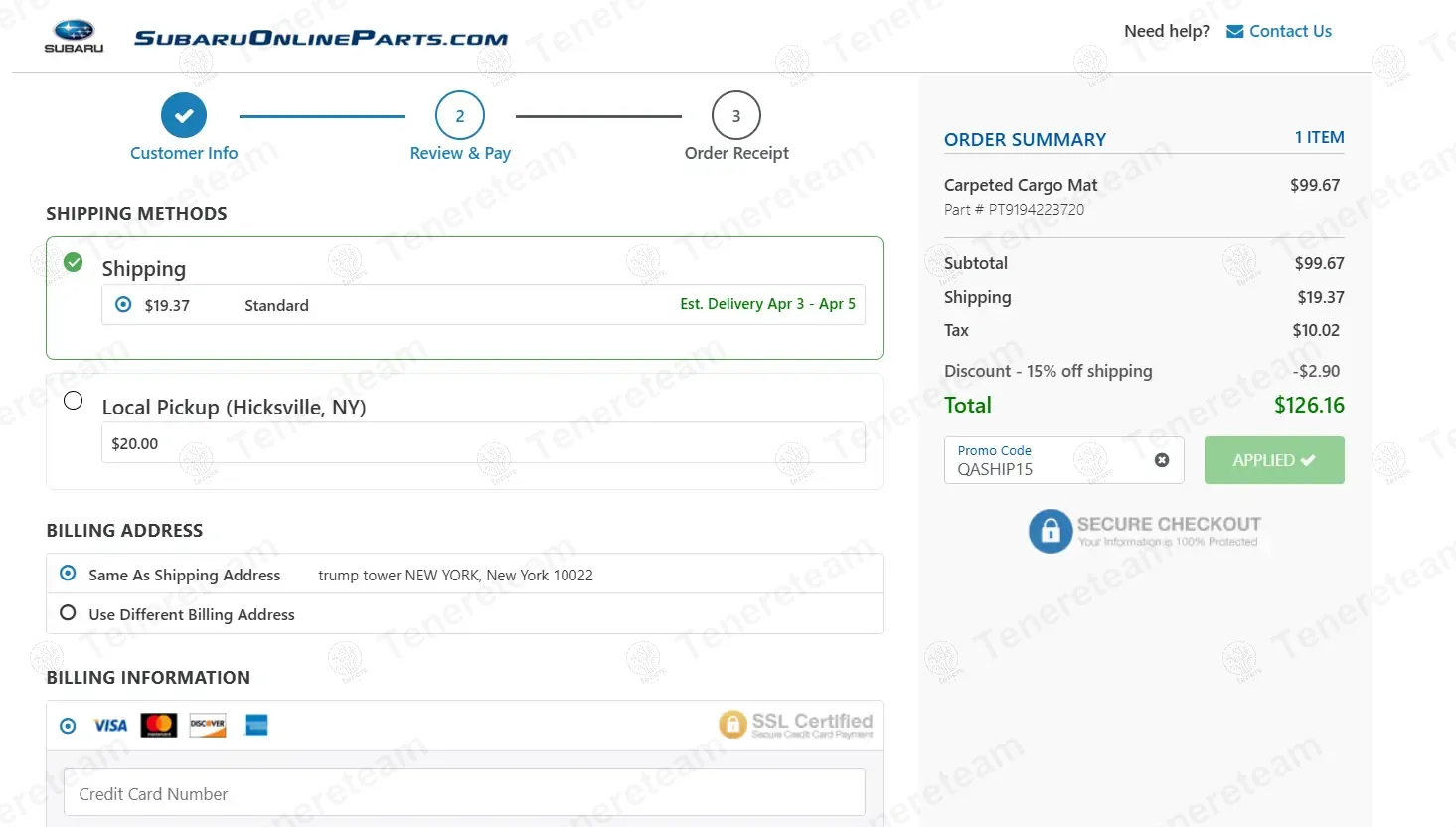 Subaru Online Parts coupon code: 15% off with QASHIP15. Tested and valid as 1 year ago.