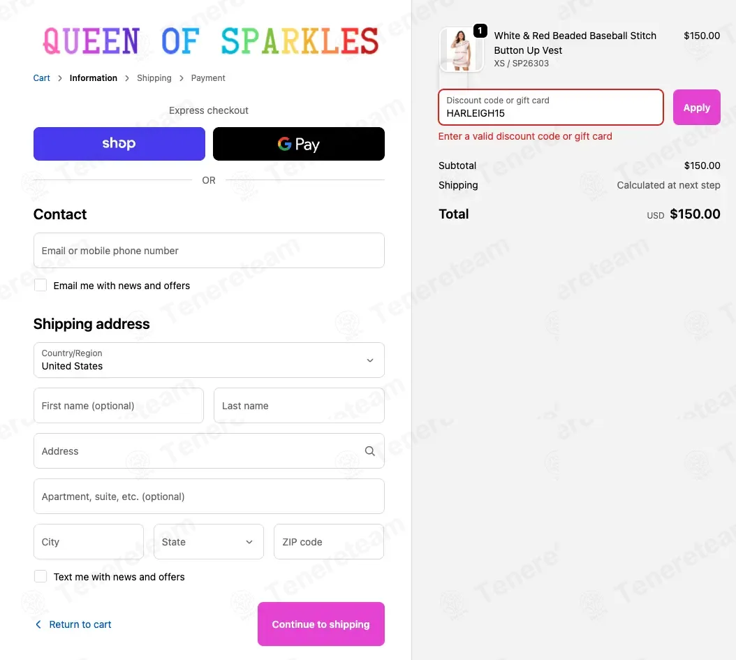 Queen of Sparkles coupon code: 15% off with HARLEIGH15. Tested and valid as 5 months ago.