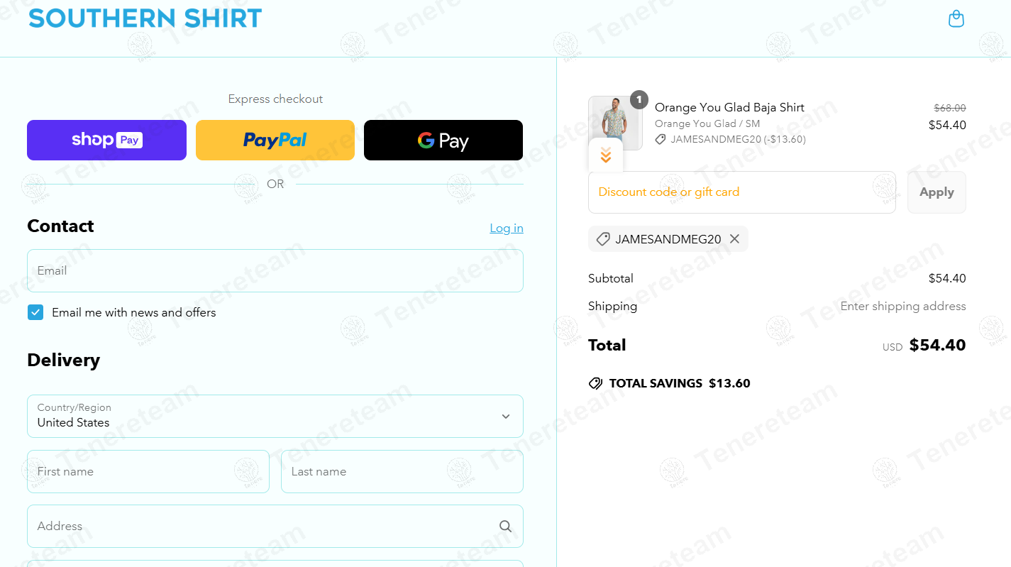 Southern Shirt coupon code: 20% off with JAMESANDMEG20. Tested and valid as 1 year ago.