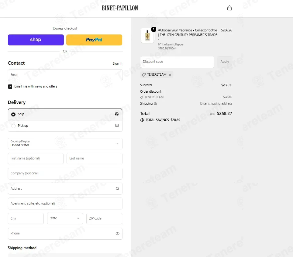 Binet Papillon coupon code: 10% off with TENERETEAM. Tested and valid as 4 weeks ago.