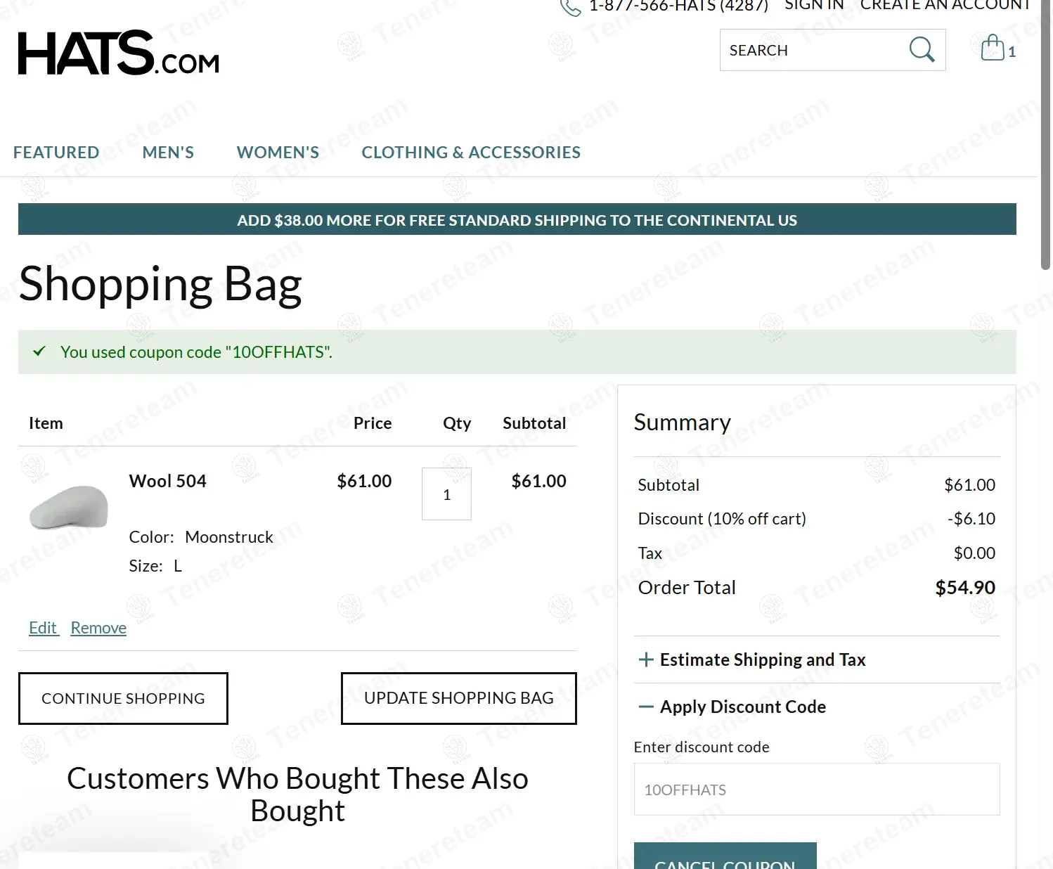 Hats.com coupon code: 10% off with 10OFFHATS. Tested and valid as 1 year ago.