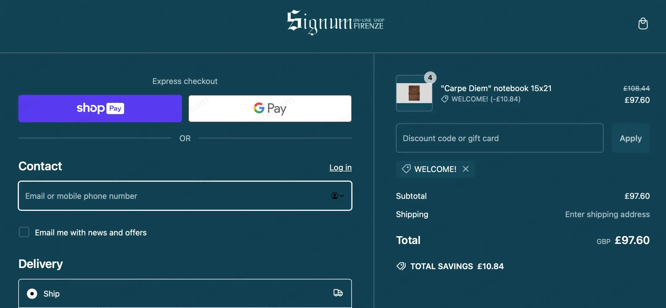 Signum Firenze coupon code: 10% off with Welcome!. Tested and valid as 10 months ago.