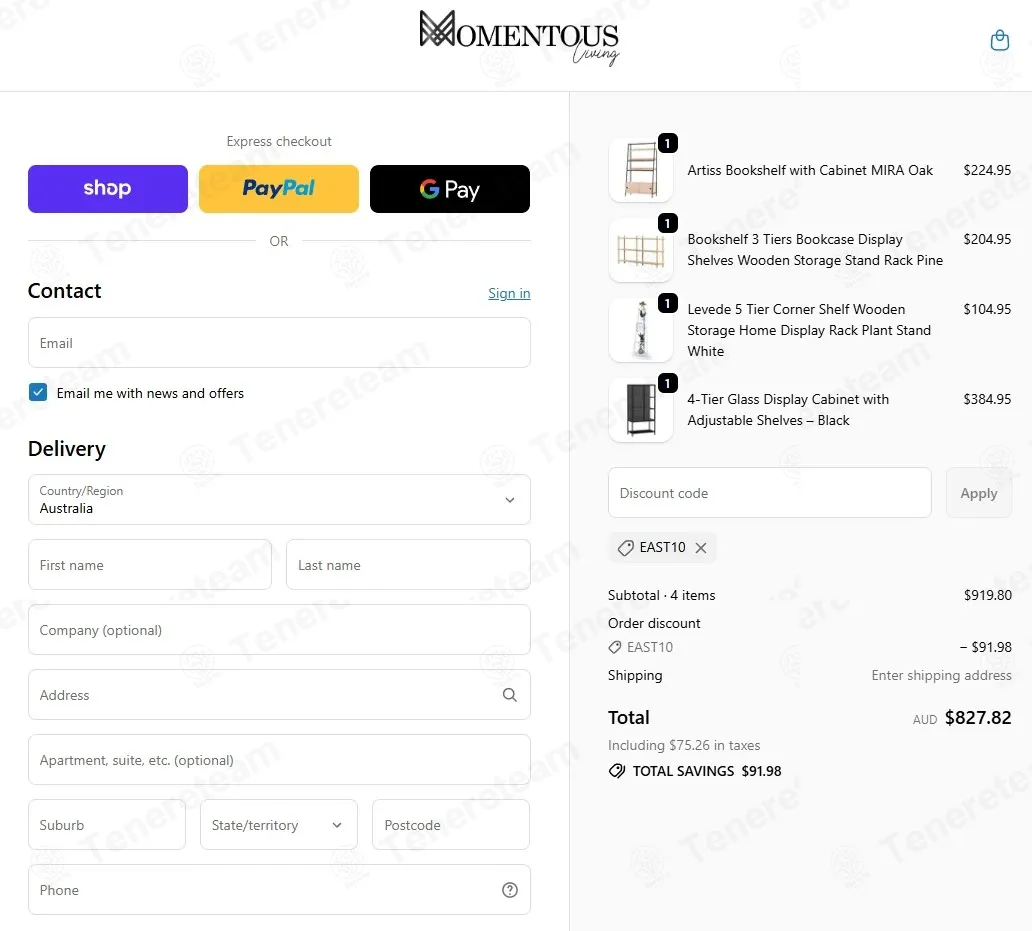 Momentous Living apply coupon code