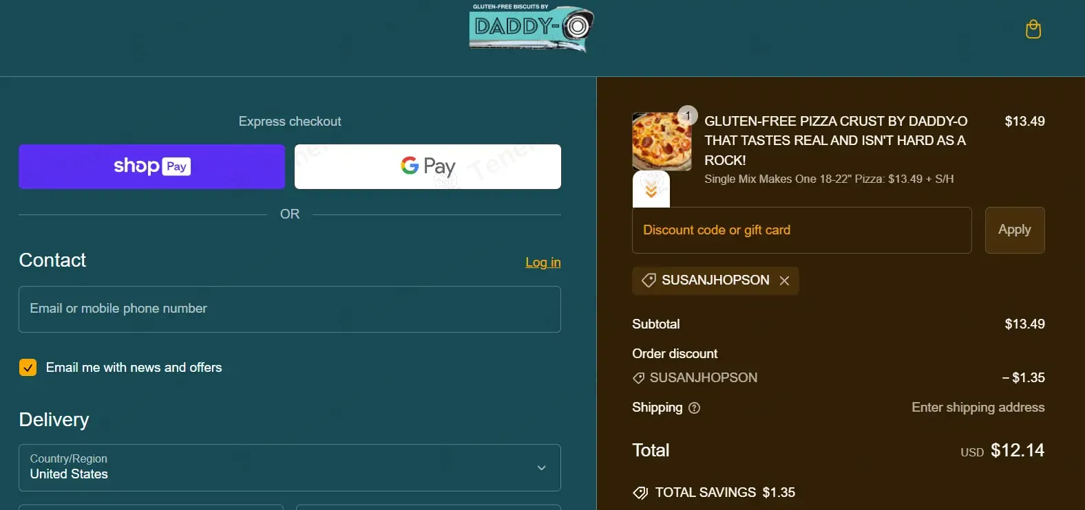 Biscuits by Daddy-O coupon code: 10% off with SUSANJHOPSON. Tested and valid as 1 year ago.