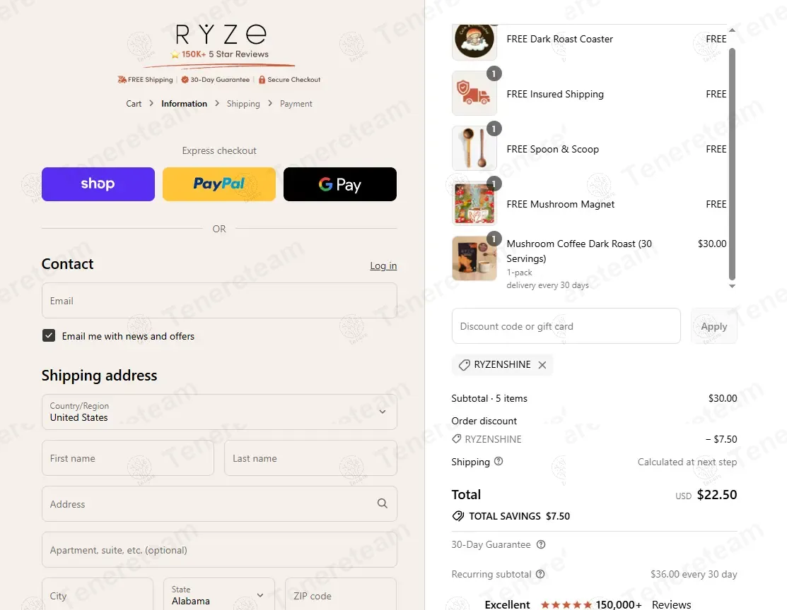 Ryze Superfoods coupon code: 25% off with RYZENSHINE. Tested and valid as 2 months ago.