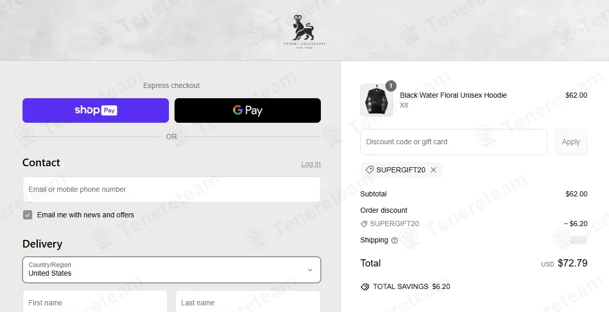 Tesori Collezioni coupon code: 10% off with SUPERGIFT20. Tested and valid as 1 year ago.
