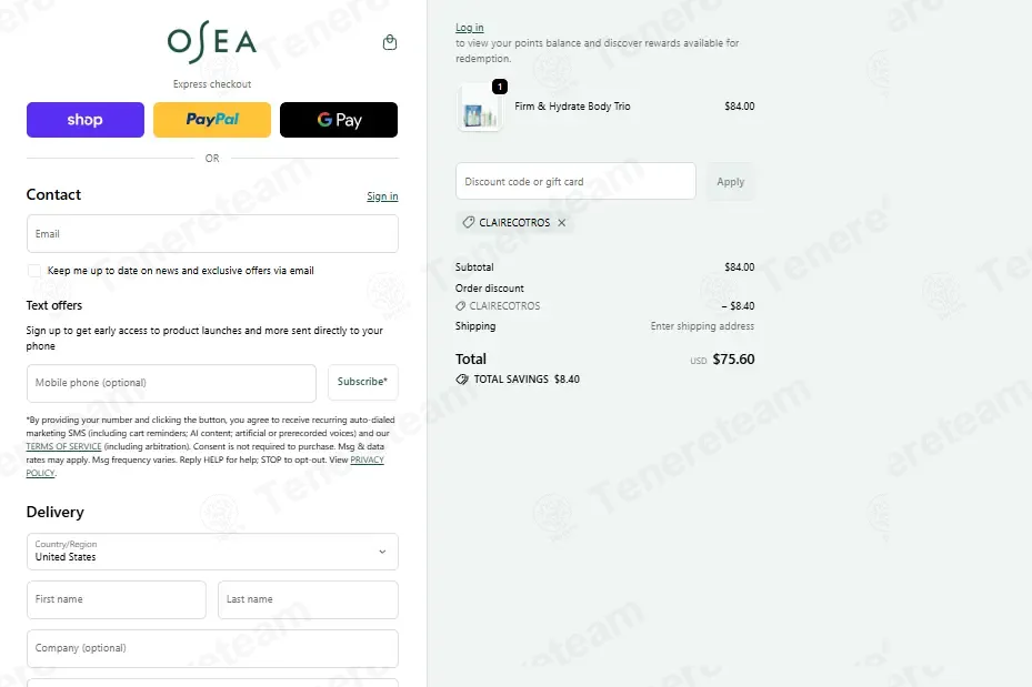 OSEA Malibu coupon code: 10% off with CLAIRECOTROS. Tested and valid as 1 month ago.