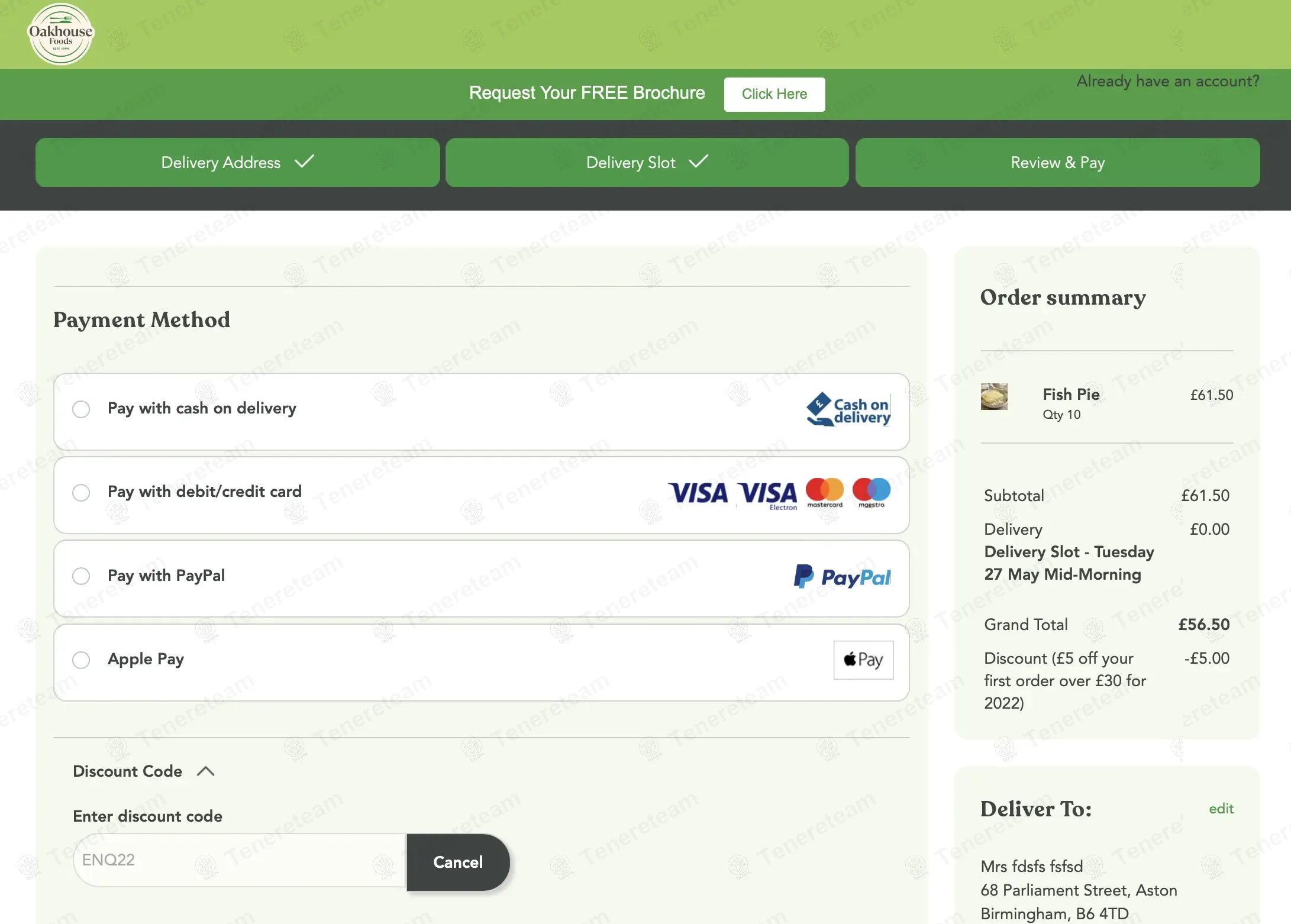 Oakhouse Foods coupon code: £5 off with ENQ22. Tested and valid as 1 year ago.