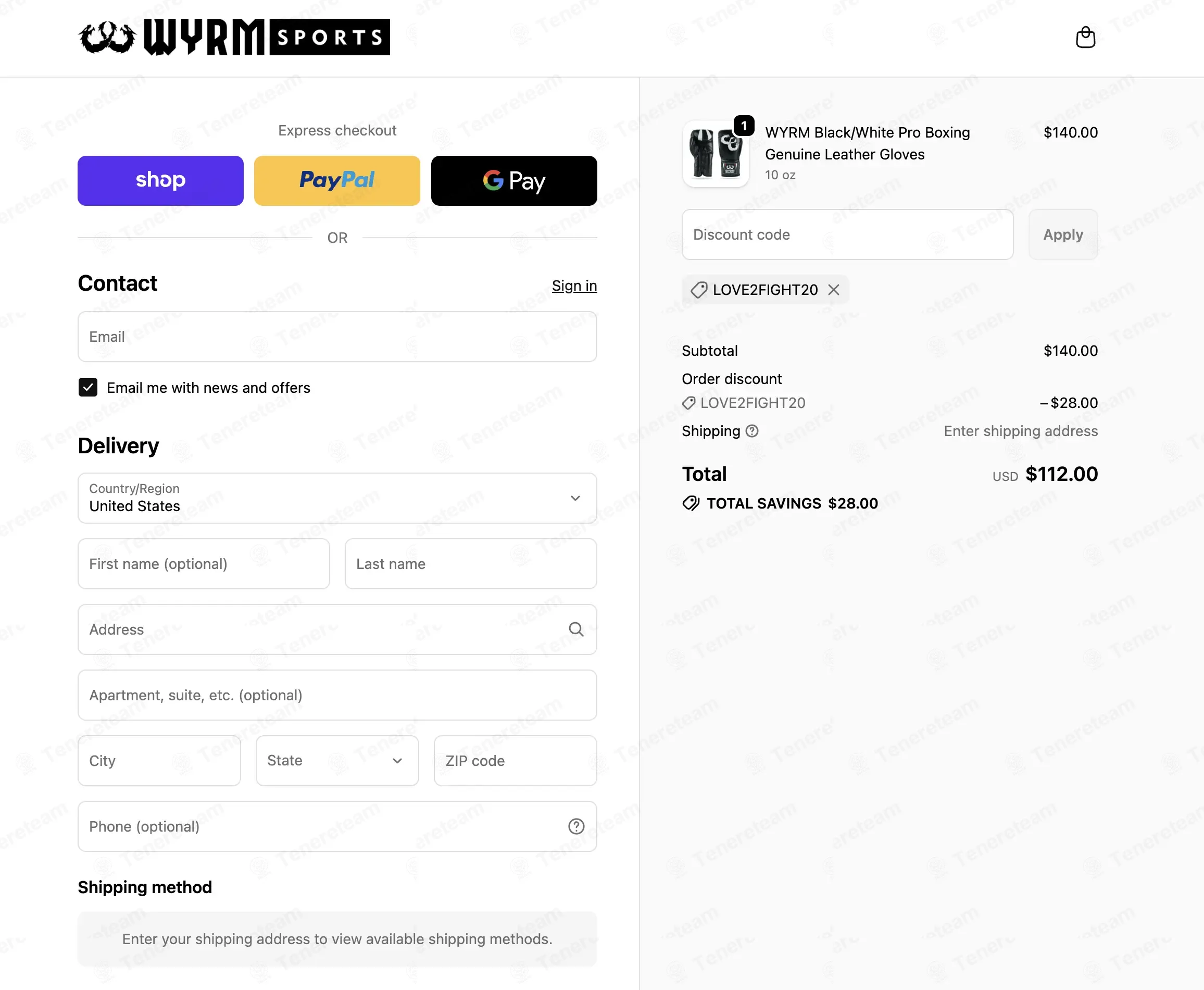 Wyrm Sports coupon code: 20% off with LOVE2FIGHT20. Tested and valid as 1 month ago.