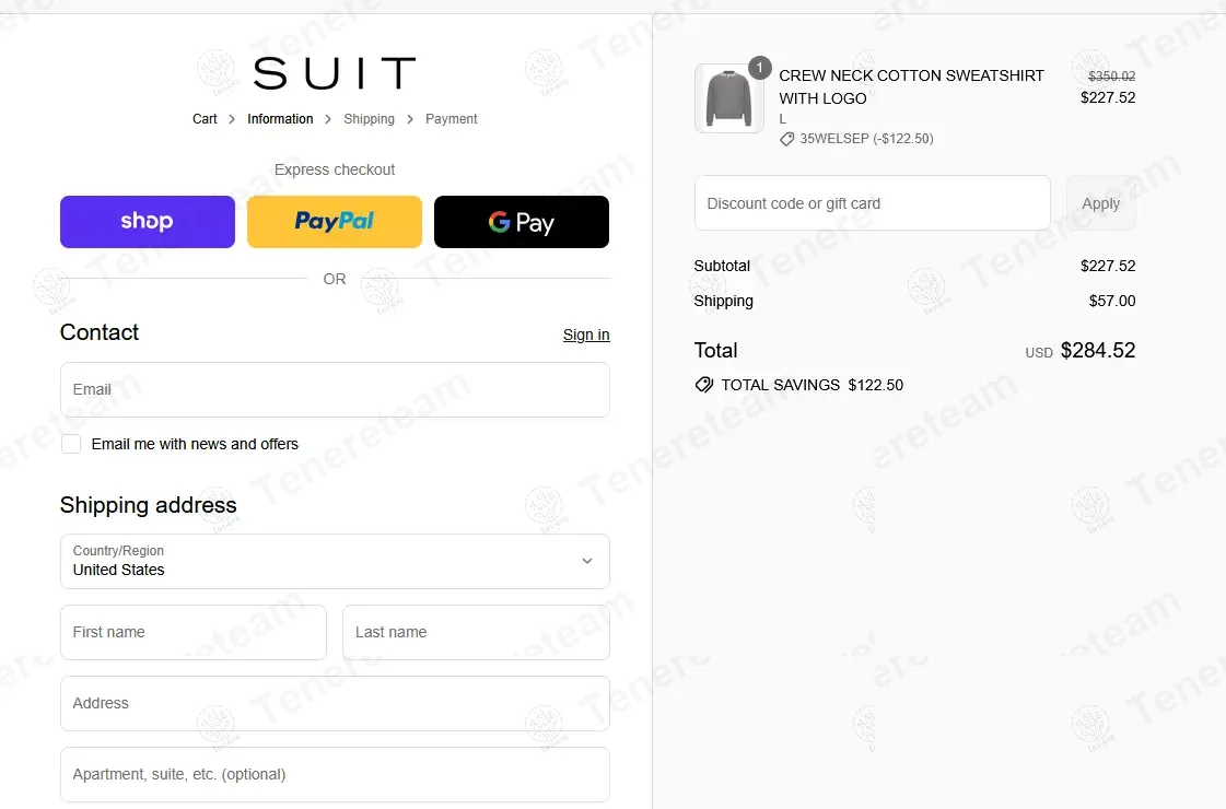 Suitnegozi apply coupon code