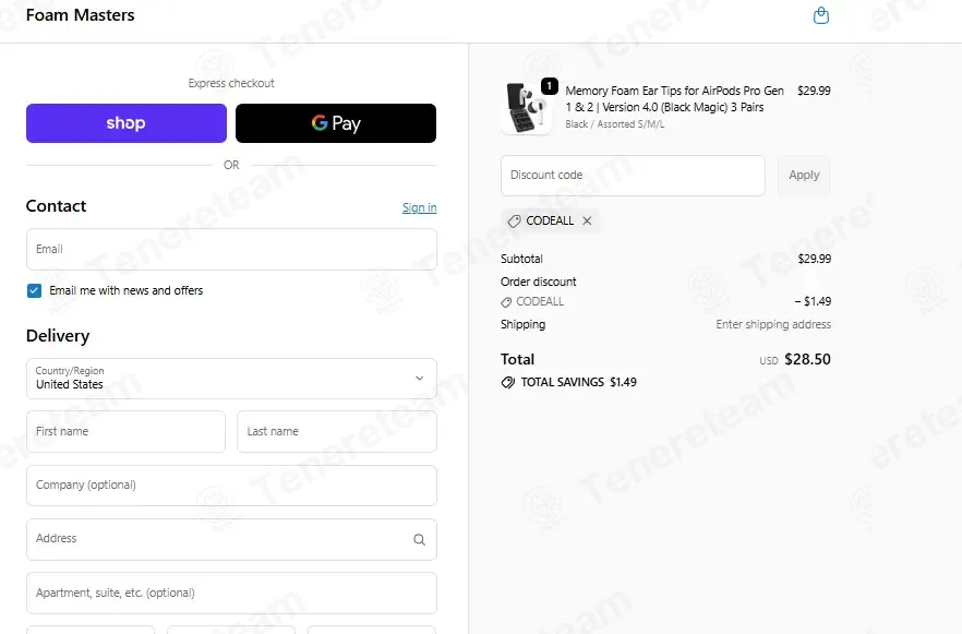 Foam Masters coupon code: 5% off with CODEALL. Tested and valid as 1 month ago.