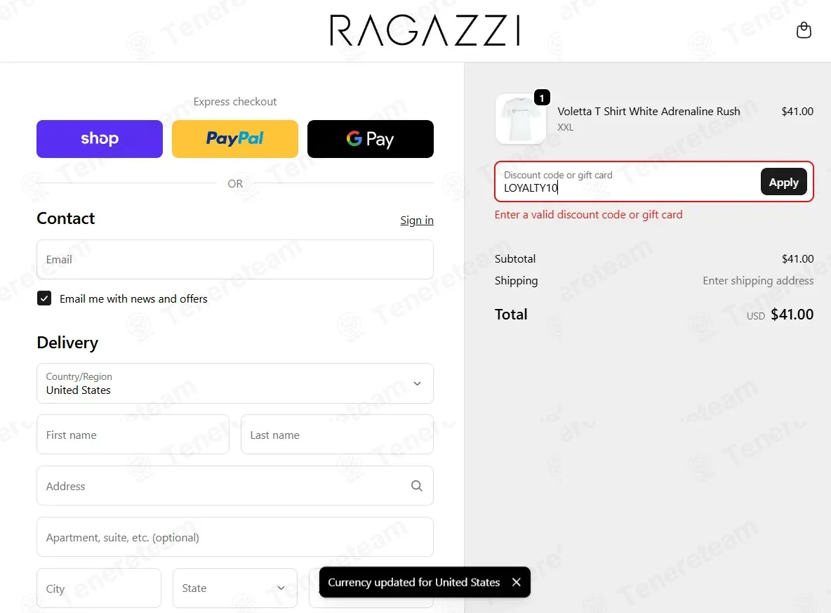 Ragazzi Clothing UK coupon code: 10% off with LOYALTY10. Tested and valid as 1 month ago.