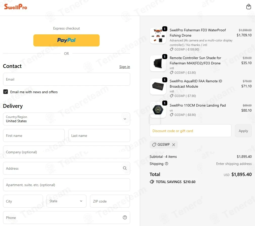 Swellpro coupon code: 10% off with GGSWP. Tested and valid as 7 months ago.