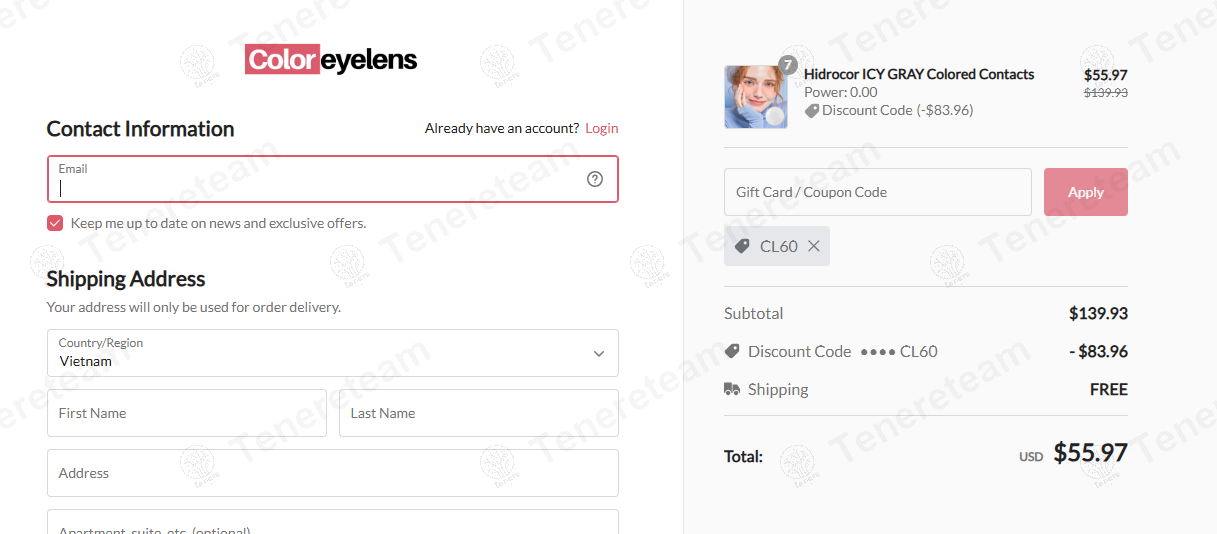 Coloreyelens coupon code: 60% off with CL60. Tested and valid as 1 year ago.