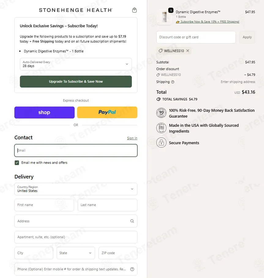 Stonehenge Health coupon code: 10% off with WELLNESS10. Tested and valid as 3 weeks ago.