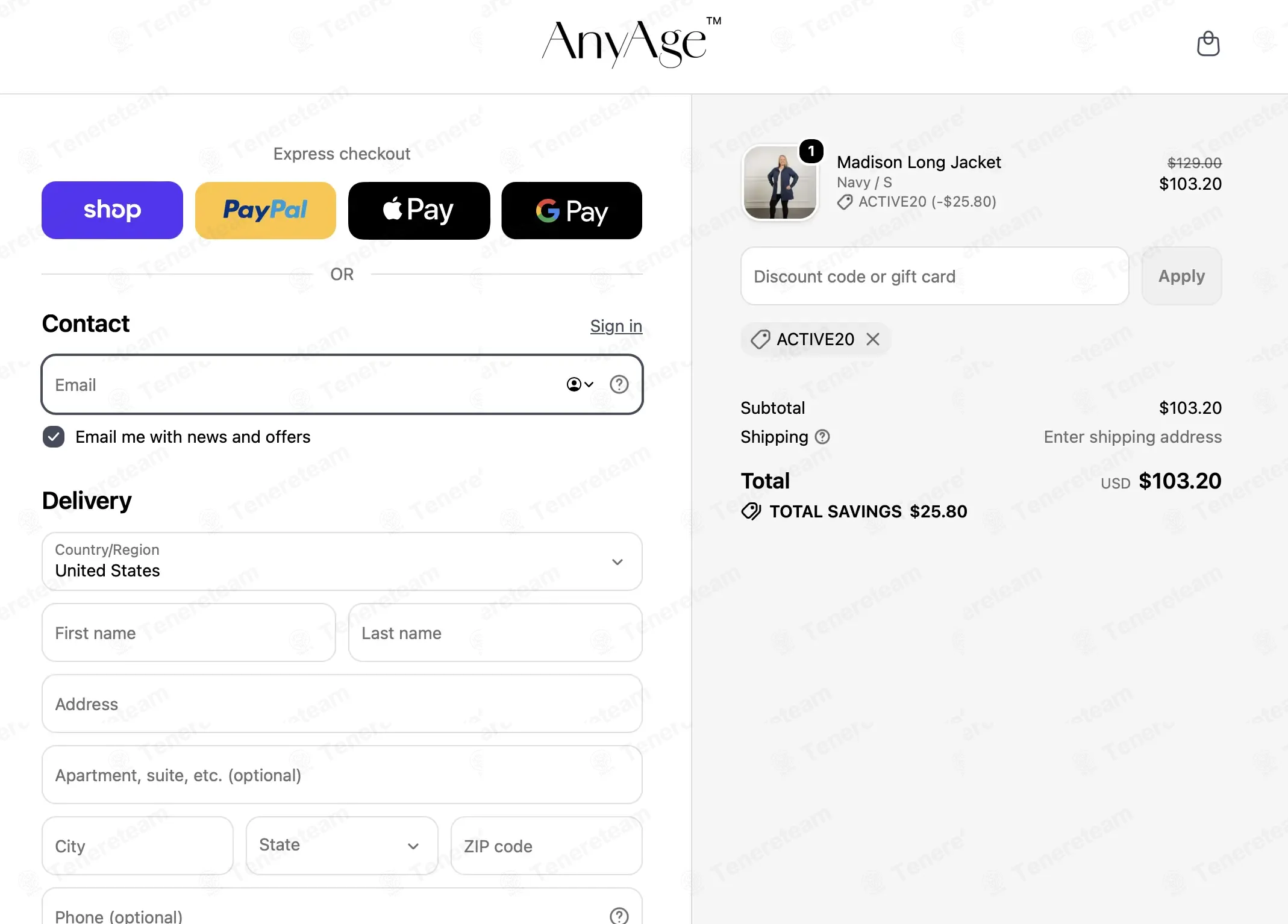 Any Age Activewear coupon code: 20% off with ACTIVE20. Tested and valid as 2 weeks ago.