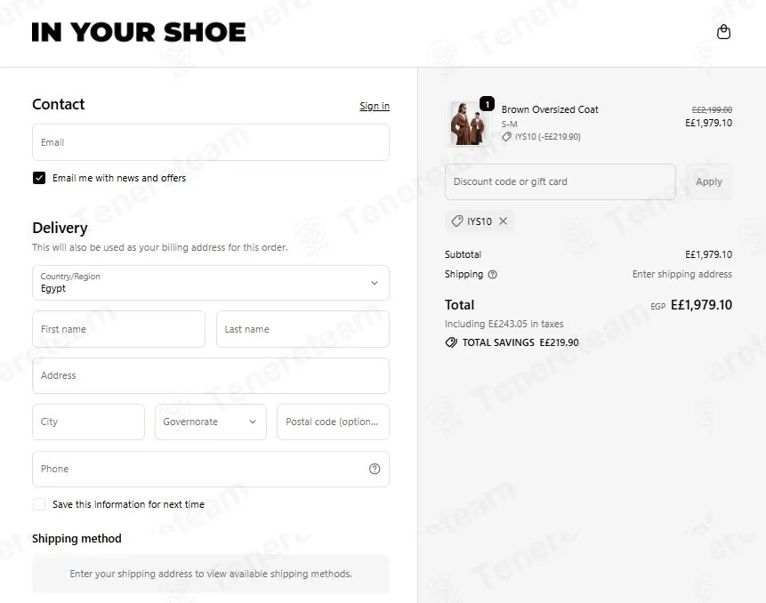 In Your Shoe coupon code: 10% off with IYS10. Tested and valid as 7 months ago.