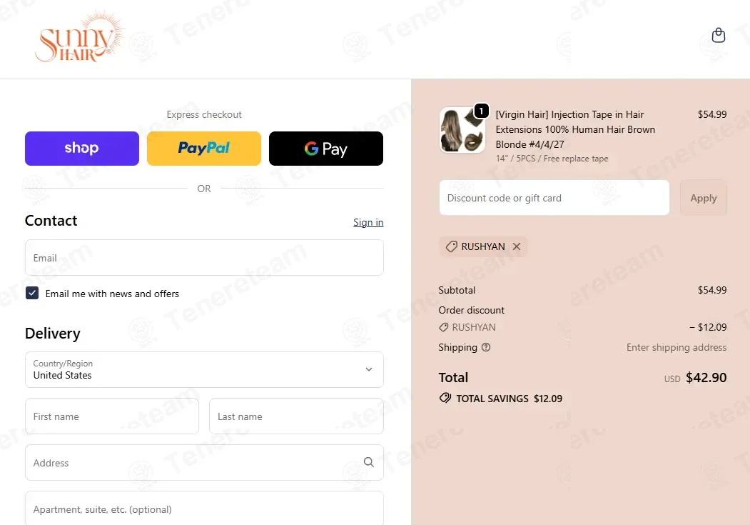 Sunny Hair Extensions coupon code: 22% off with RUSHYAN. Tested and valid as 2 months ago.