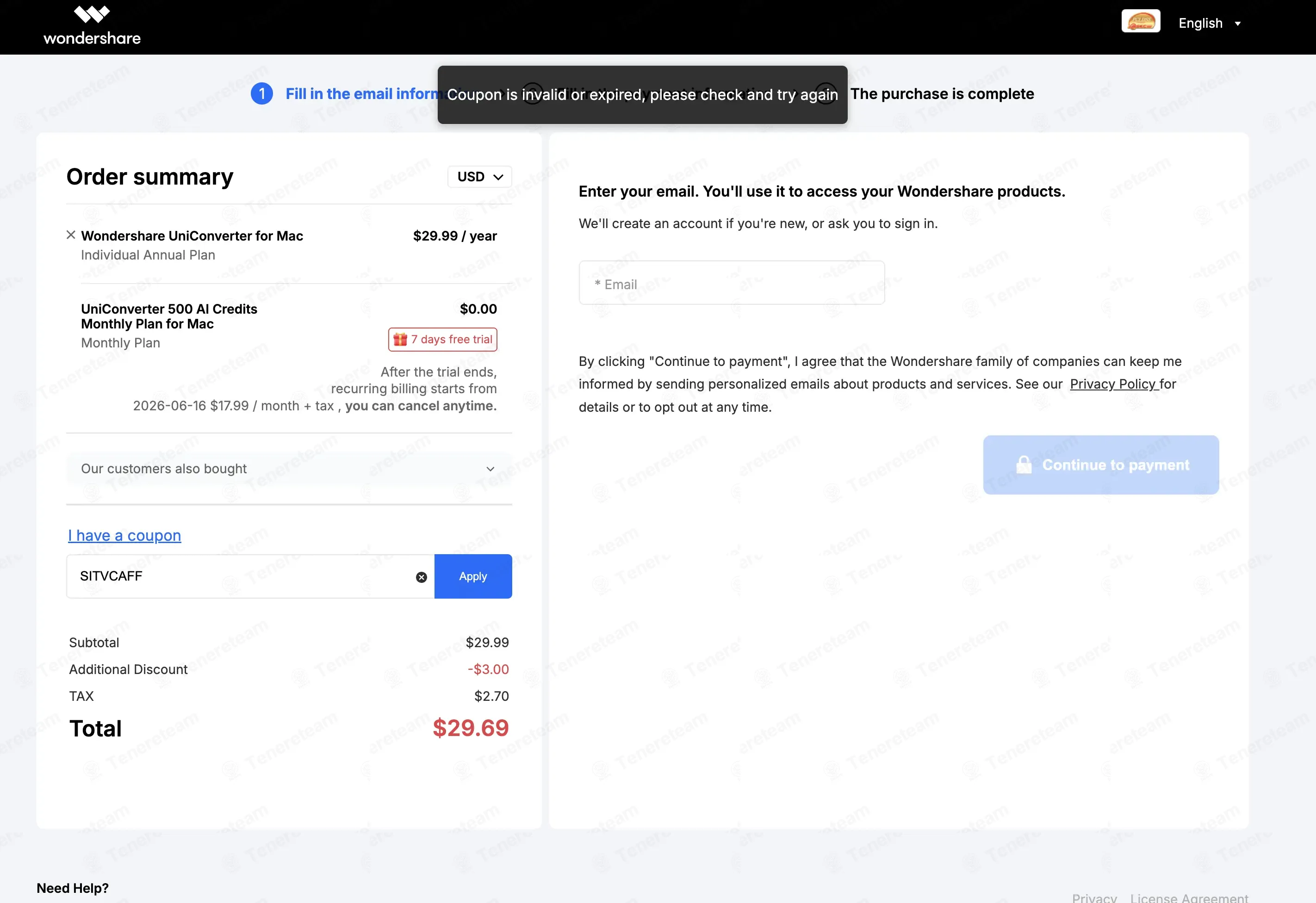 Wondershare coupon code: Sale off with SITVCAFF. Tested and valid as 1 month ago.