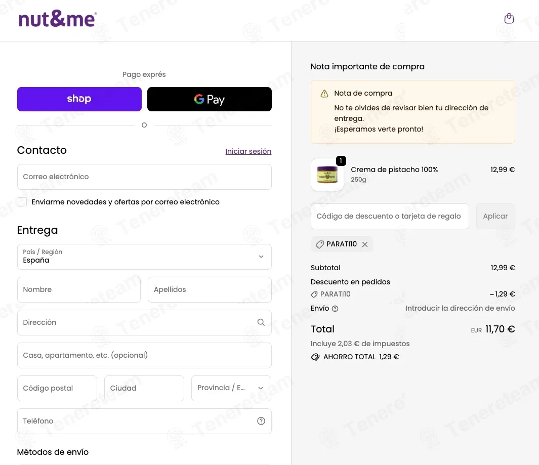 Nut and Me apply coupon code