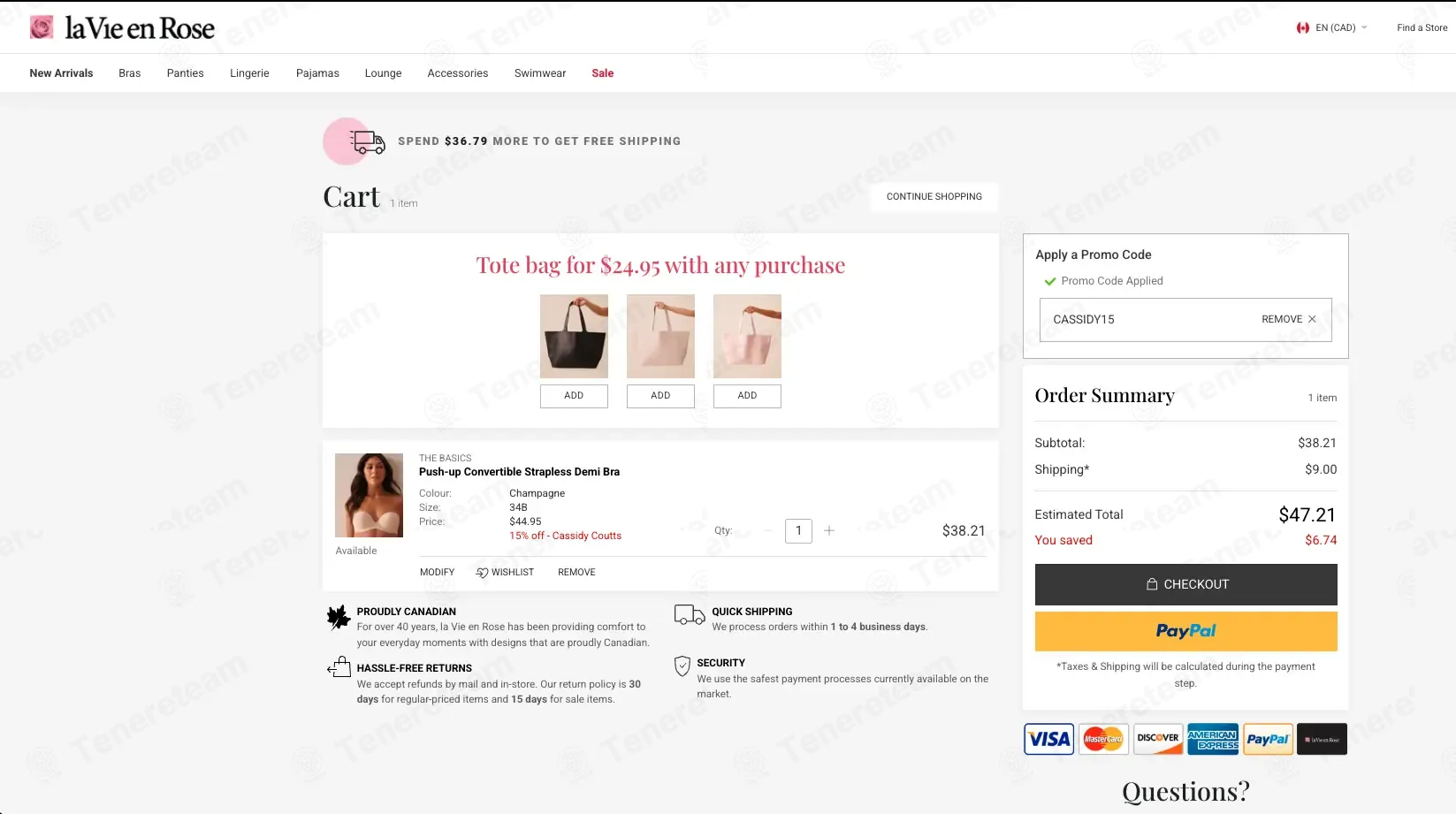 la Vie en Rose coupon code: 15% off with cassidy15. Tested and valid as 3 weeks ago.