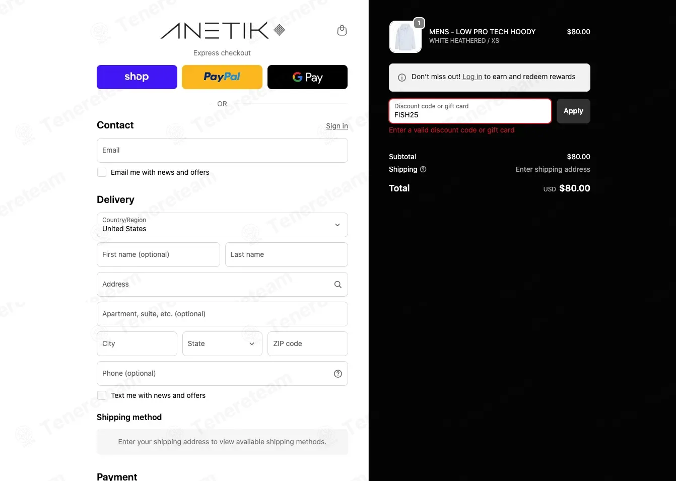 Anetik coupon code: 25% off with FISH25. Tested and valid as 3 weeks ago.