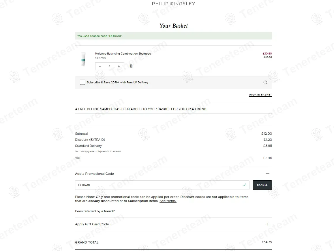 Philip Kingsley UK coupon code: 10% off with EXTRA10. Tested and valid as 1 year ago.