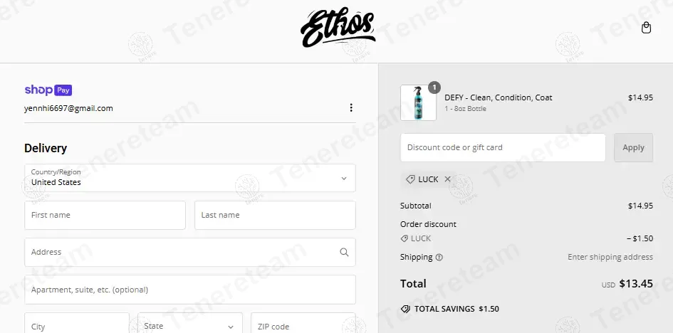 Ethos Car Care coupon code: 10% off with LUCK. Tested and valid as 3 weeks ago.
