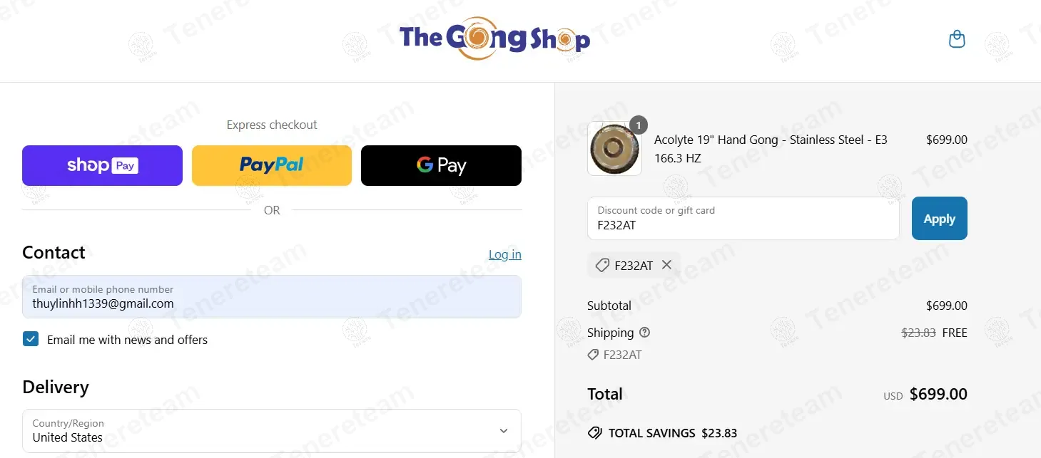 The Gong Shop coupon code: Sale off with F232AT. Tested and valid as 1 year ago.