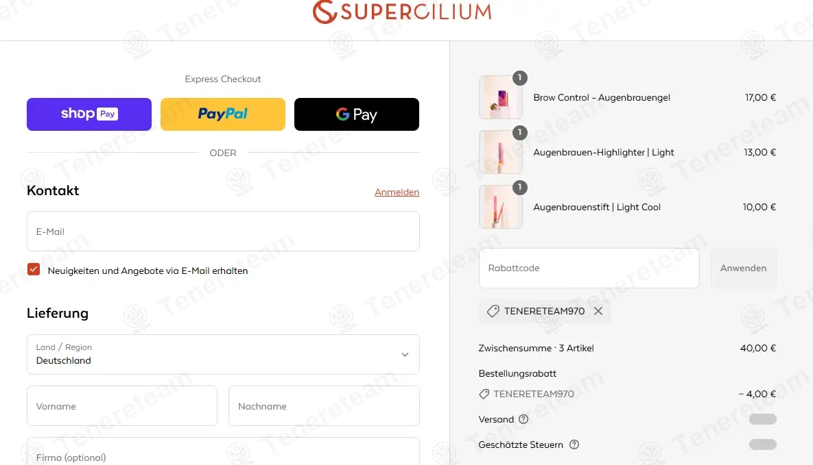 Supercilium DE apply coupon code