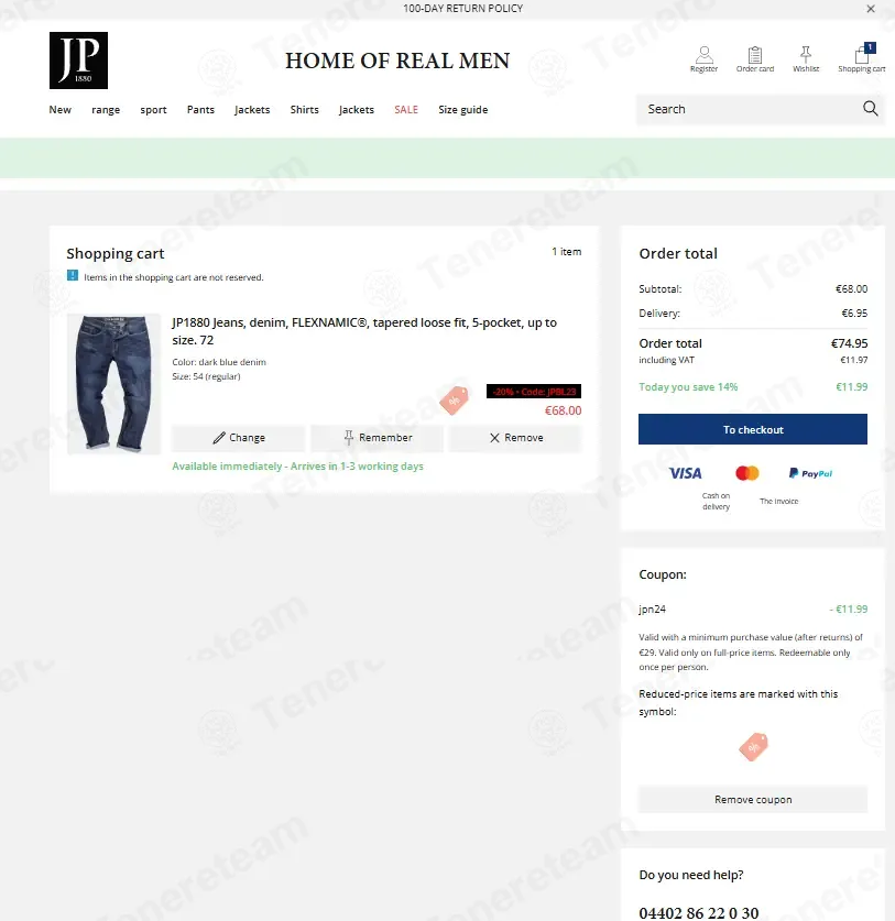 JP 1880 DE coupon code: 14% off with JPN24. Tested and valid as 6 months ago.