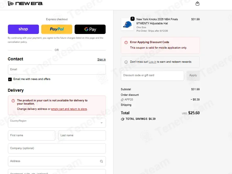 New Era coupon code: 20% off with APP20. Tested and valid as 1 month ago.