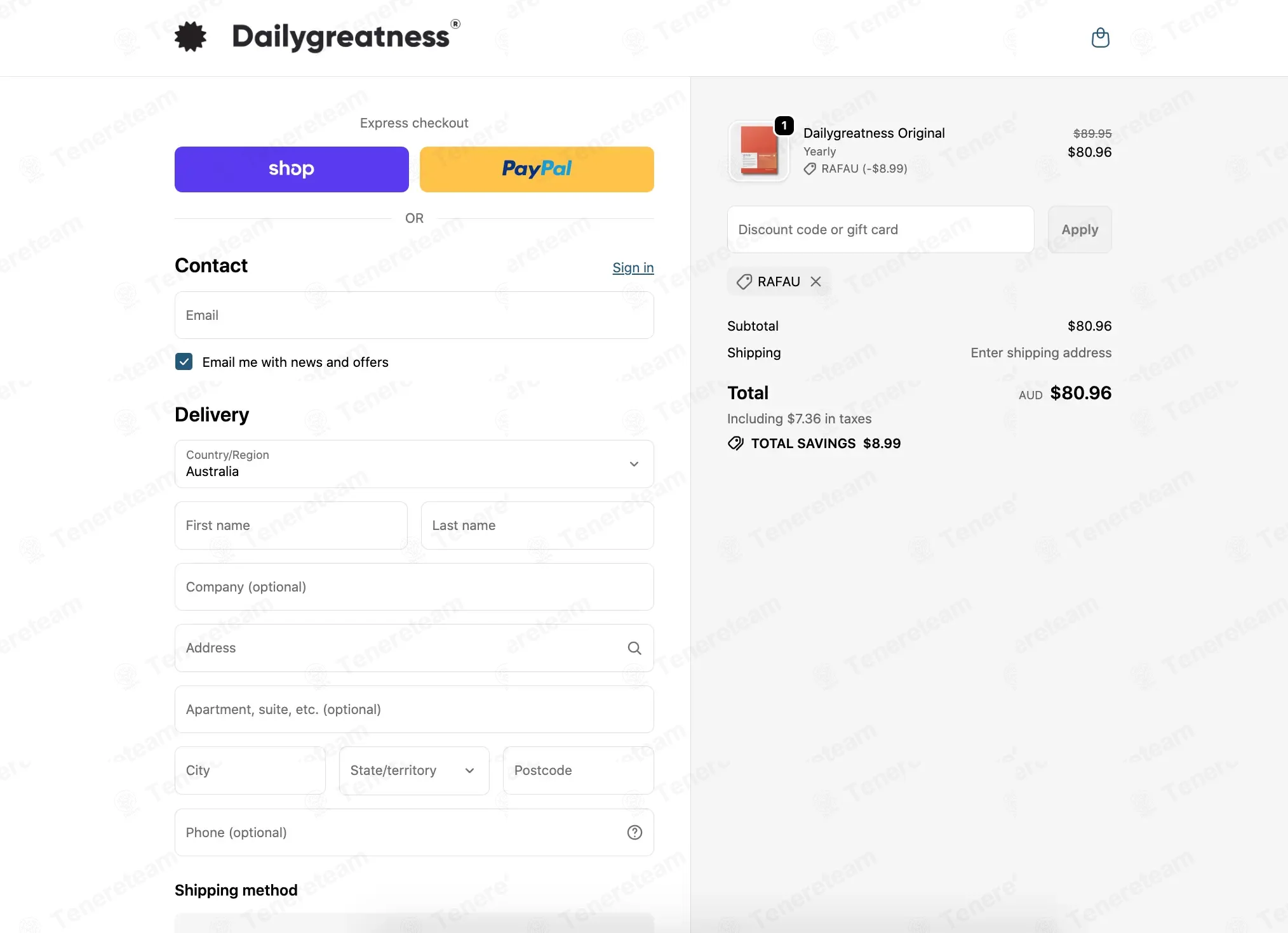 Dailygreatness AU coupon code: 10% off with RAFAU. Tested and valid as 3 weeks ago.