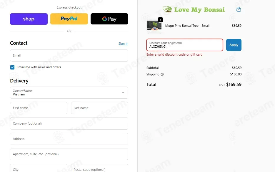 Love My Bonsai coupon code: 5% off with ALXZHENG. Tested and valid as 2 months ago.