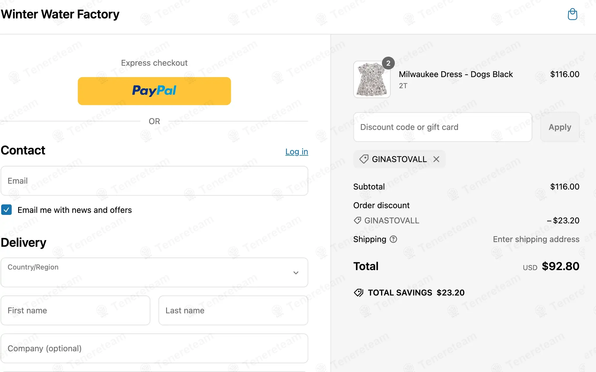Winter Water Factory apply coupon code