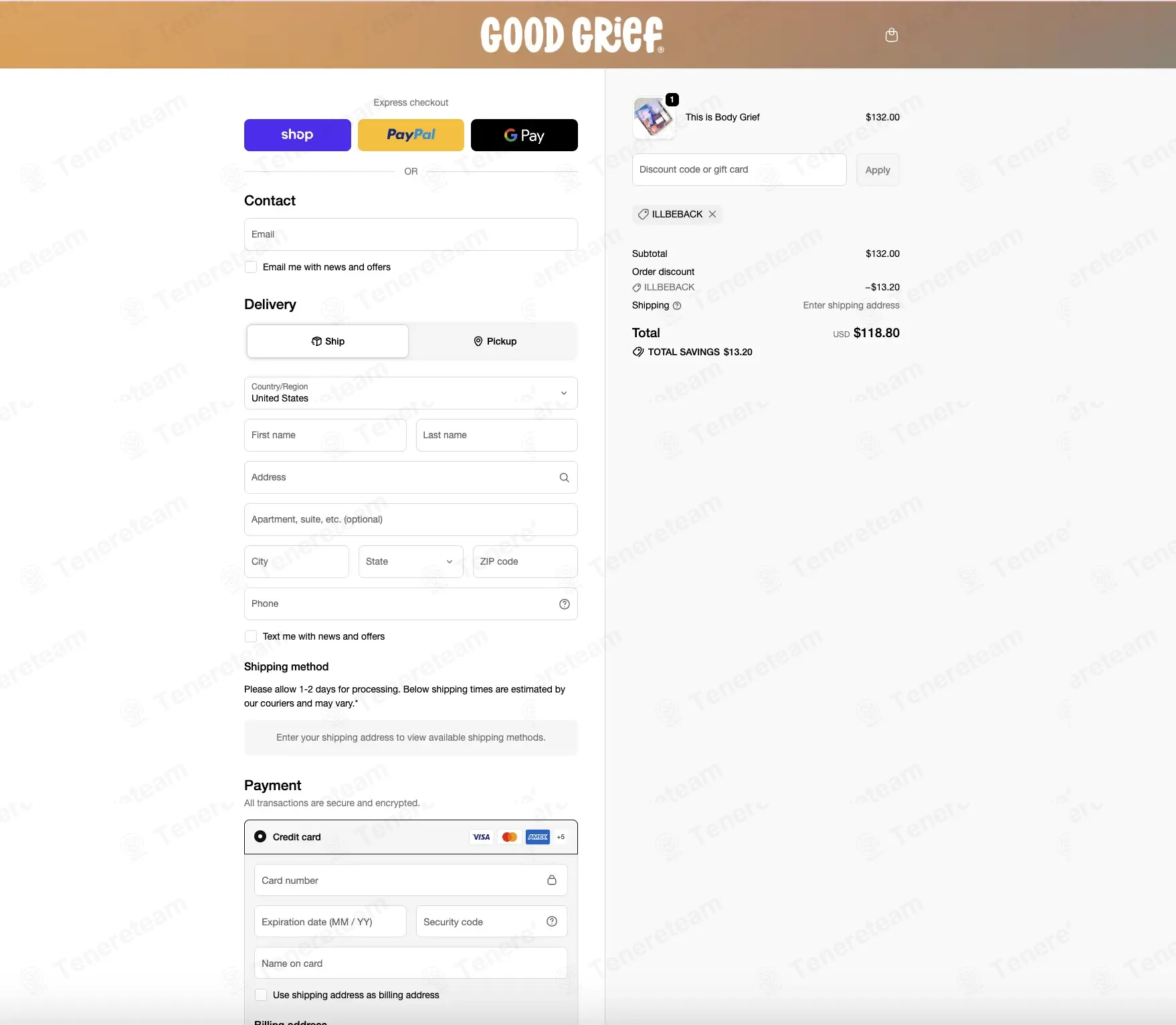 Shop Good Grief coupon code: 10% off with ILLBEBACK. Tested and valid as 2 weeks ago.