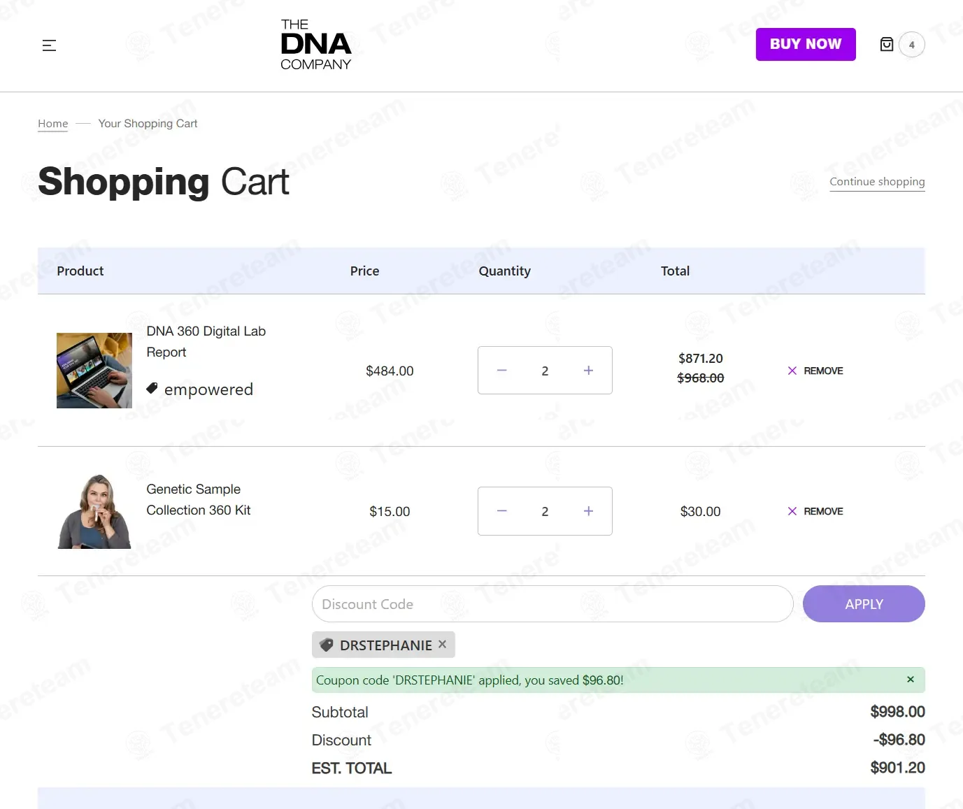 The DNA Company coupon code: 10% off with DRSTEPHANIE. Tested and valid as 8 months ago.