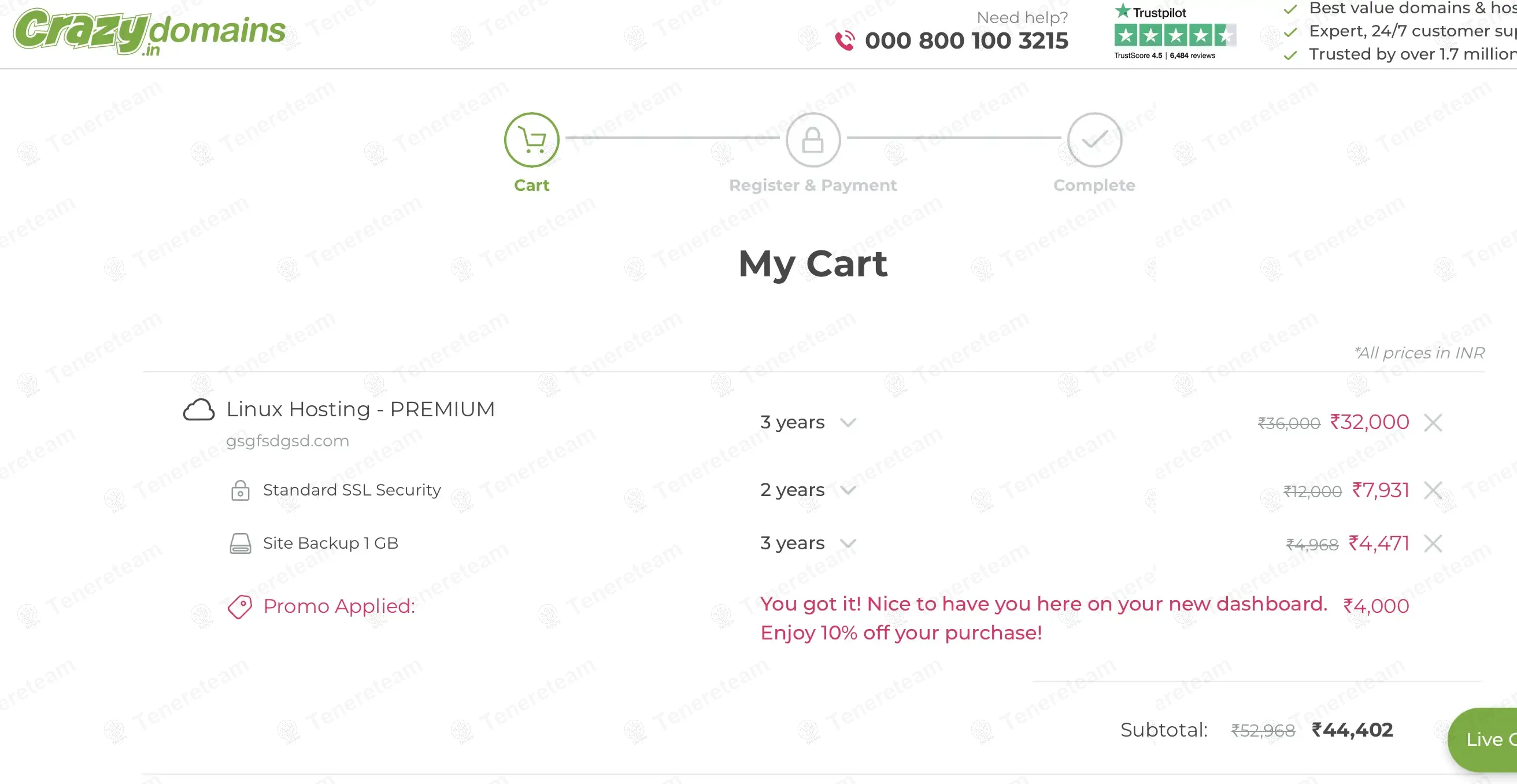 Crazy Domains IN coupon code: 10% off with HELLOCD. Tested and valid as 1 year ago.