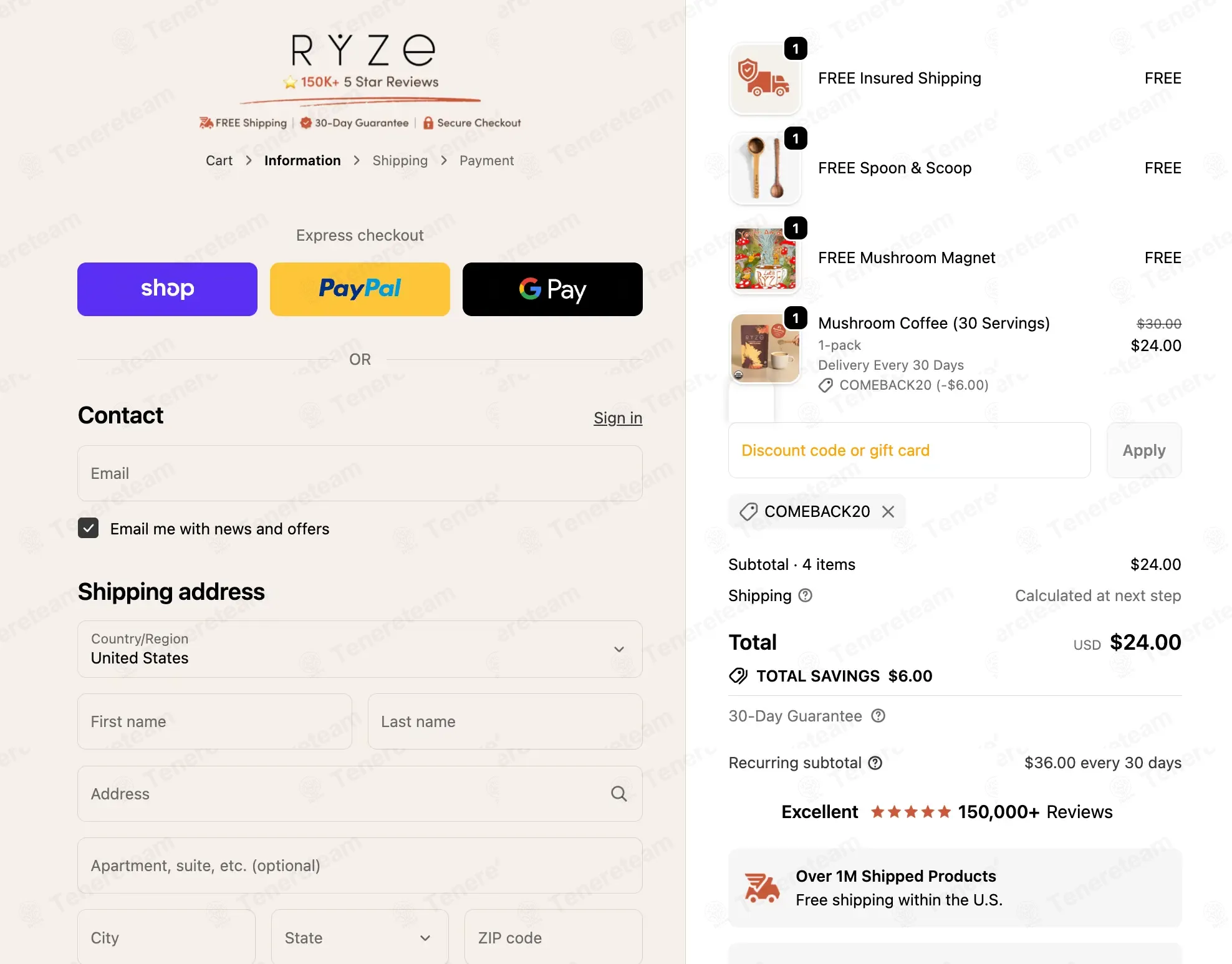 Ryze Superfoods coupon code: 20% off with COMEBACK20. Tested and valid as 8 months ago.
