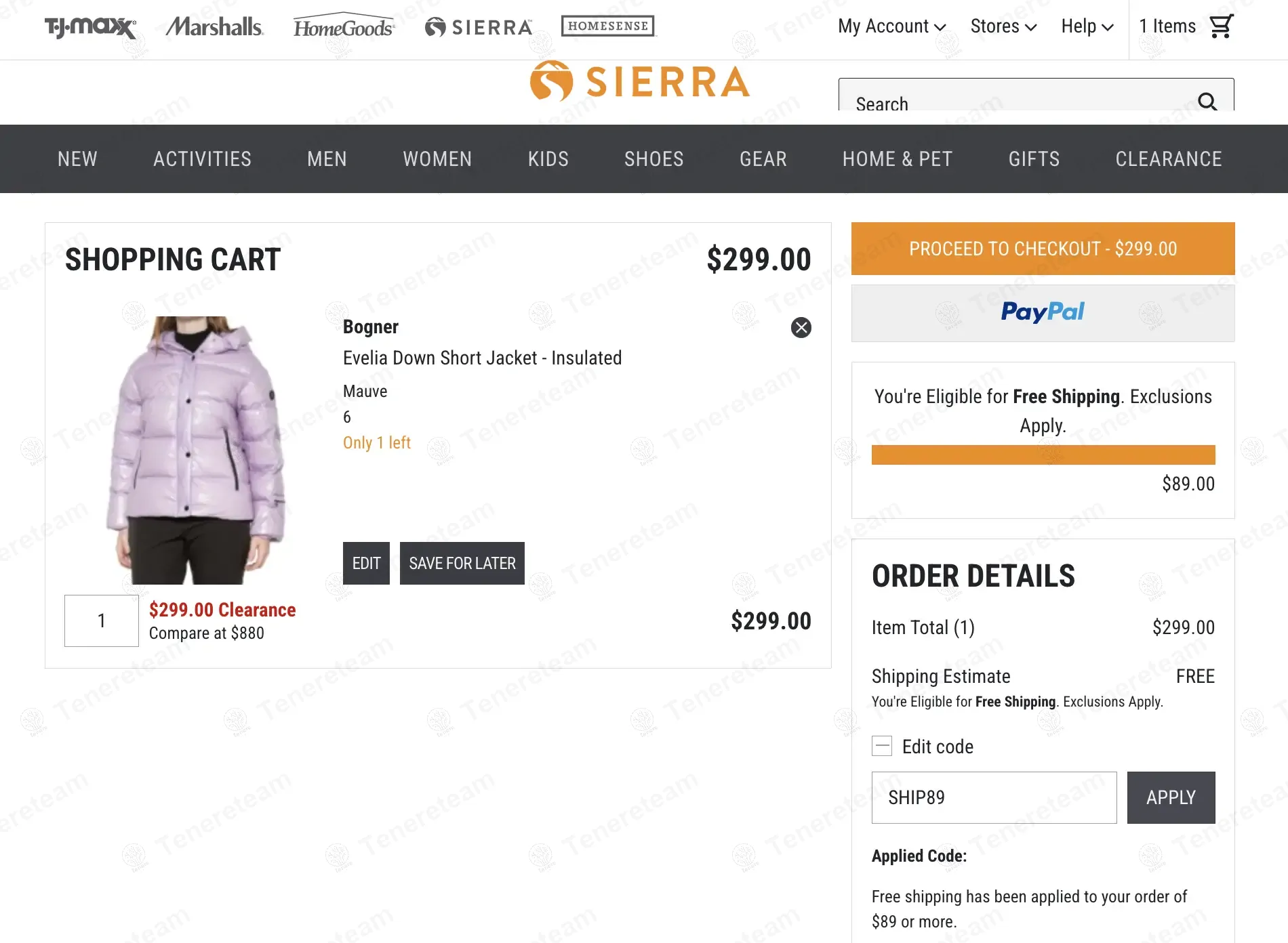 Sierra coupon code: Sale off with SHIP89. Tested and valid as 1 year ago.