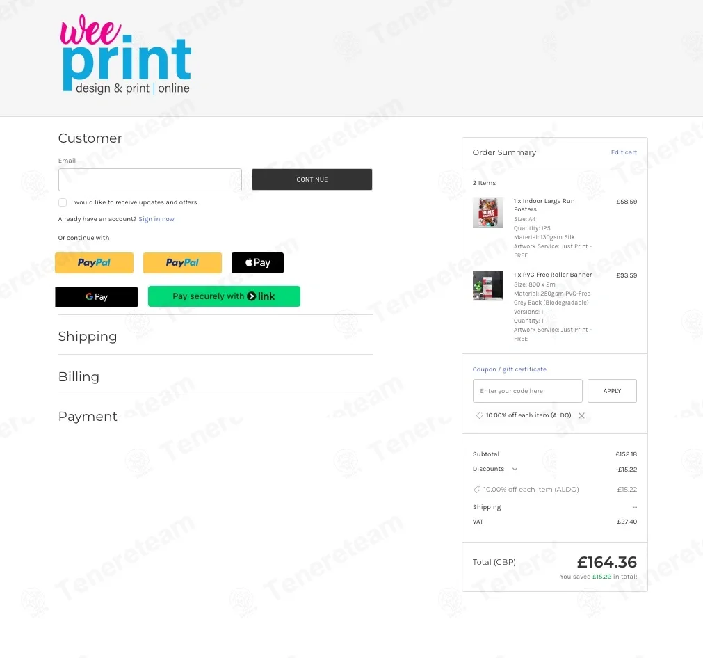 Wee Print UK coupon code verified as working at checkout