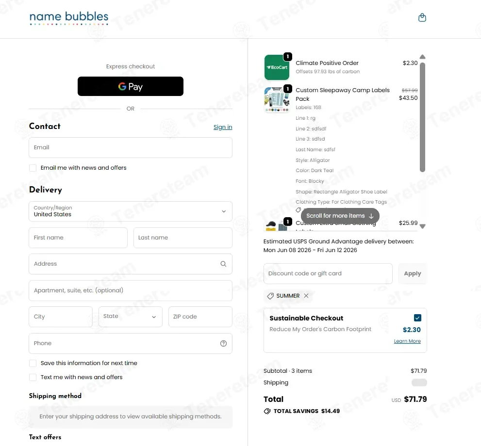 Namebubbles.com coupon code: 25% off with SUMMER. Tested and valid as 1 month ago.
